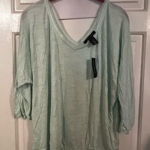 White House Black Market Mint Long Sleeve Sequined Tee